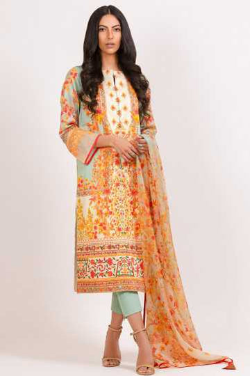 Alkaram 3 Piece Printed Suit With Printed Silk Dupatta 24121 Summer Lawn Collection 2020 | Alkaram Summer Lawn